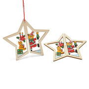 Christmas 3D Wooden Pendant Star Bell Tree Hang Other Image