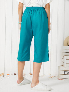 Casual Elastic Waist Cropped Pants Other Image