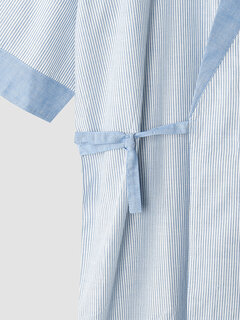 Cotton Pinstriped Kimono Contrast Trim Robes Other Image