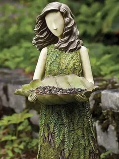 Sherwood Fern Fairy Statuary Garden Sculptures Bird Feeder Art Decor Ornaments.