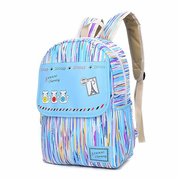 Women Color Strip Cute Cat Pattern Backpack Other Image