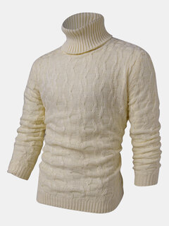 Solid Color Twisted Cable Knit Sweater Other Image