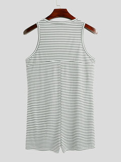 Striped Button Short Jumpsuits Other Image