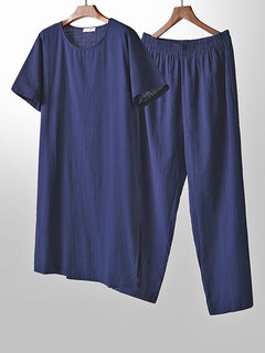 Lightweight Plain Cozy Cotton Linen Loungewear Other Image