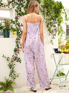 Butterflies Print Spaghetti Straps Jumpsuit Other Image