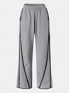 Stripe Elastic Waist Casual Pants Other Image