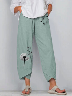 Butterfly Dandelions Flower Print Pants Other Image