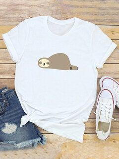 Cartoon Sloth Print T-shirt Other Image