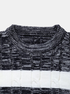 Cable Knit Block Striped Pullover Sweaters Other Image