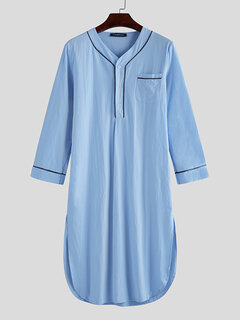 Henley Shirt Design Chest Pokcets Sleepwear Other Image
