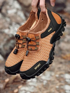 men mesh breathable non slip water friendly large size hiking sneakers