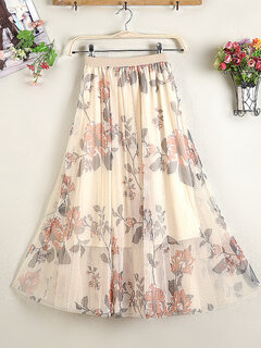 Calico Print Mesh Pleated Skirt Other Image