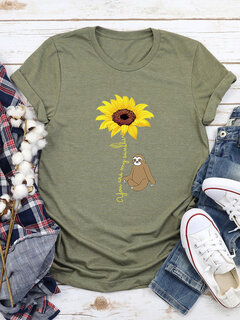 Casual Floral Cartoon Printed T-Shirt Other Image