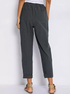Solid Color Elastic Waist Casual Harem Pants Other Image