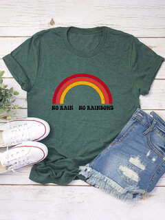Rainbow Printed O-neck T-Shirt Other Image