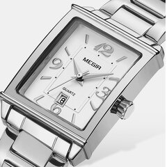 ساعة يد نسائية عصرية كلاسيكية مربعة بثلاثة دبابيس يتصل تقويم بحزام فولاذي كوارتز Watch Other Image