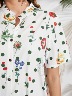 Dot Floral Print Button Blouse Other Image