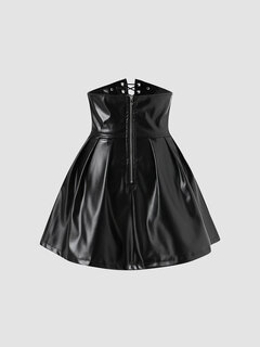 Solid Drawstring Zip Gothic Corset Skirt Other Image