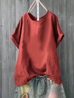 Crew Neck Solid Color T-shirt Other Image