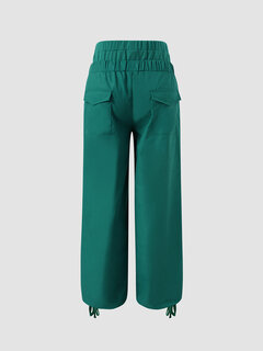 Solid Pocket Double Pants Other Image