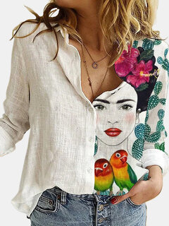 Cartoon Printed Lapel Blouse Other Image