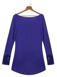 Women Casual Sequins Stitching Long Sleeve T-shirt Other Image