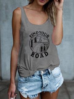Letter Print Tank Tops Other Image