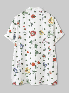 Dot Floral Print Button Blouse Other Image