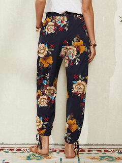 Floral Print Knotted Bohemian Pants Other Image