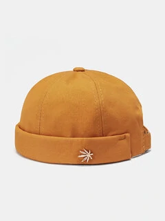 Men & Women Brimless Hats Solid Color Coconut Tree Label Skull Caps Hip Hop Hat