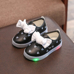 Filles Bowknot Decor LED Hook Loop Casual Chaussures plates