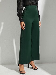Solid Color Button Loose Pants Other Image