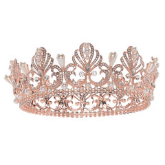 Women Full Round Tiara Bridal Crown Rhinestone Headpiece Hair Wedding Jewelry 
