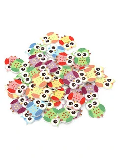 50Pcs Multicolor Owl Animal Wooden Buttons 2 Holes Sewing Scrapbooking Material