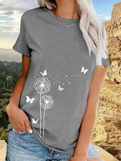 Butterflies Flower Print T-shirt Other Image