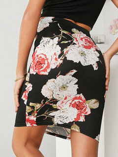 Flower Print High Waist Skirt Other Image