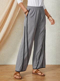 Stripe Elastic Waist Casual Pants Other Image