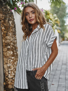Loose Casual Stripe Shirt Other Image