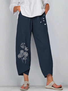 Flower Print Casual Pants Other Image