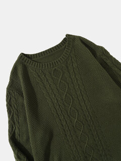 Pure Color Cable Knit Sweaters Other Image