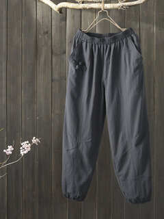 Frog Button Solid Color Pants Other Image