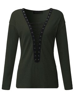 Criss-Cross Long Sleeve Blouses Other Image