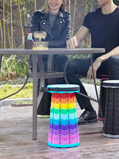 Outdoor Furniture Retractable Stool Chairs Portable Rainbow Lounge Folding CHCA 
