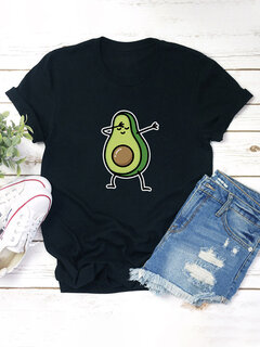 Cartoon Avocado Print T-shirt Other Image