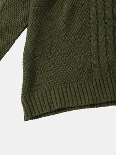 Pure Color Cable Knit Sweaters Other Image