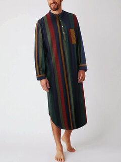 Multi Color Striped Button Up Length Robes Other Image