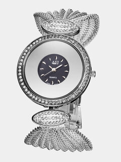 ساعة يد نسائية عصرية كبيرة يتصل تصميم فريد سوار شبكي كوارتز Watch Other Image