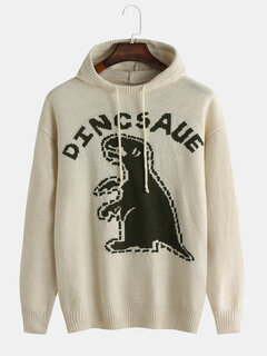 Cartoon Dinosaur Knitted Hooded Sweater Other Image