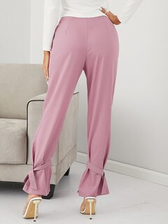 Solid Color Knotted Hem Pants Other Image