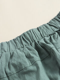 Solid Color Elastic Waist Pants Other Image